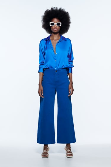 Z1975 CROPPED WIDE-LEG JEANS WITH BUTTONS