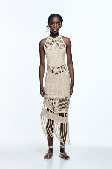 FRINGED CROCHET KNIT DRESS LIMITED EDITION