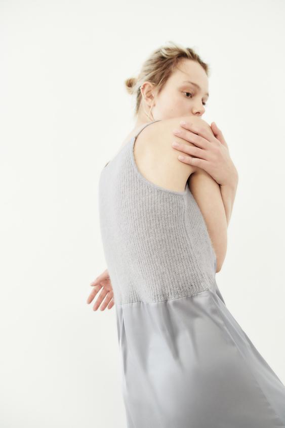 VESTIDO PUNTO COMBINADO - Azul / Gris | ZARA España