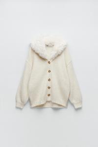 fur collar cardigan zara