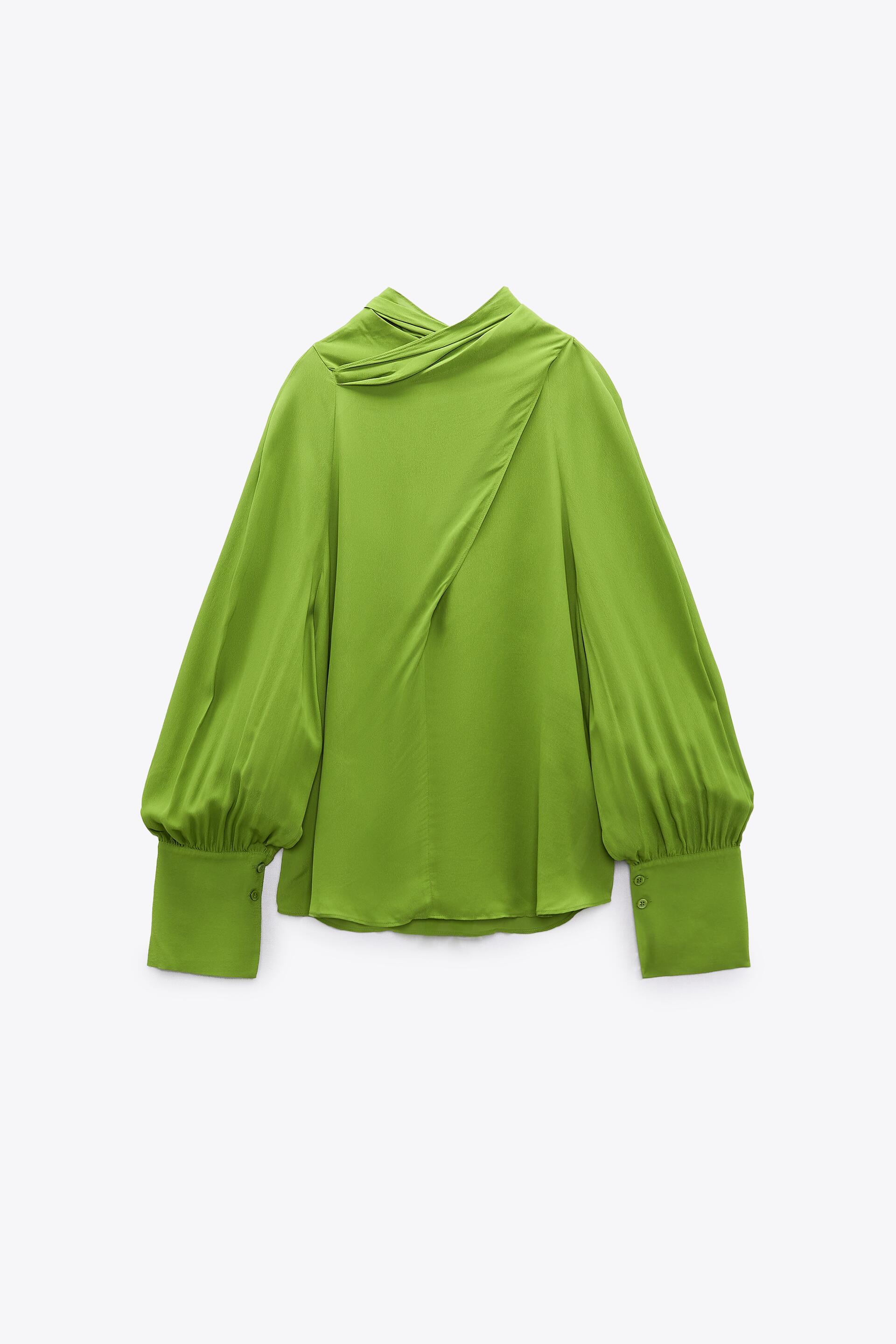 BLUSA FLUIDA LAZO - Verde | ZARA España