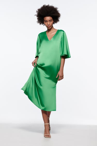 Zara Woman Long Floral Printed Flowing Dress Midi Size L NWT