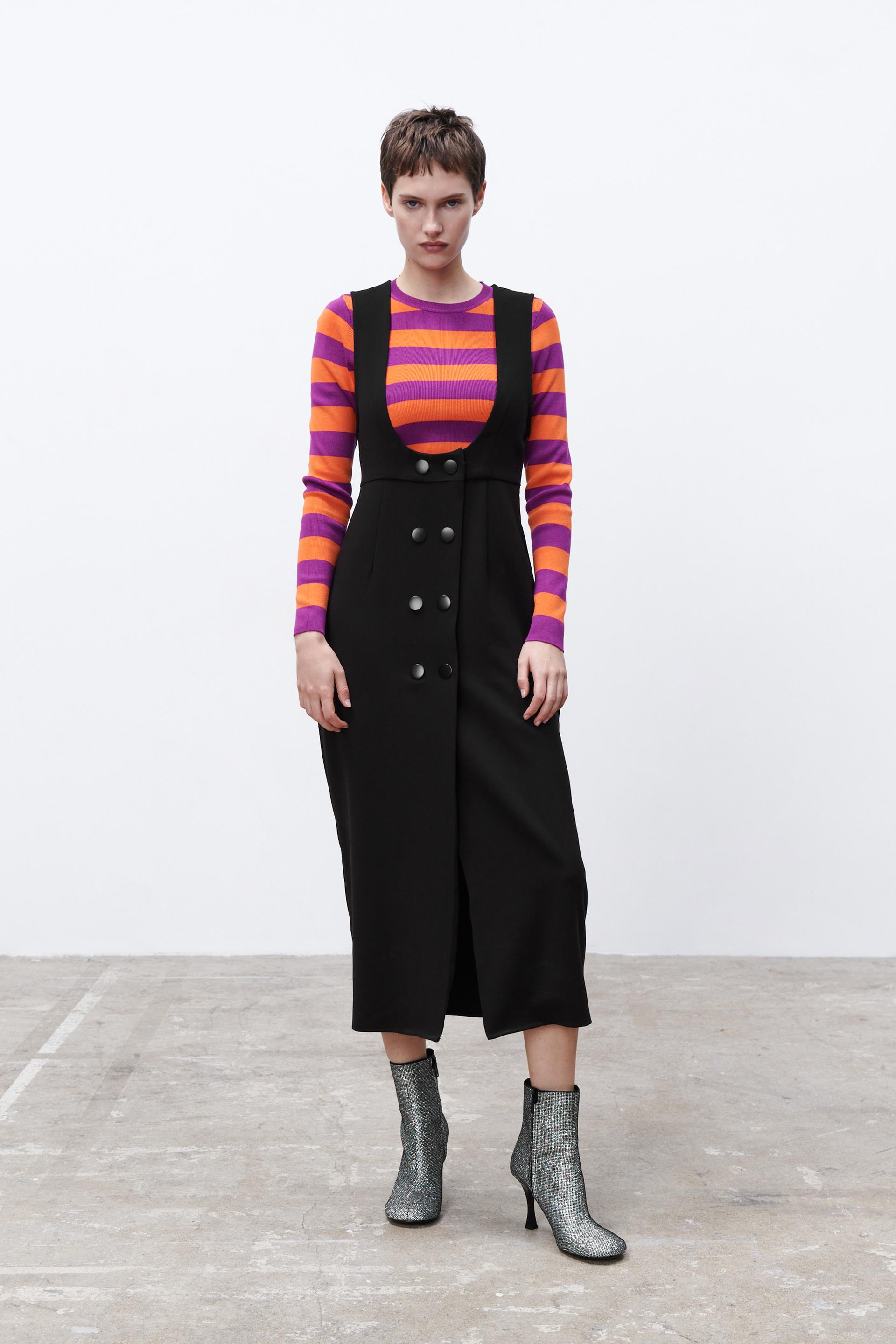 BUTTONED PINAFORE DRESS