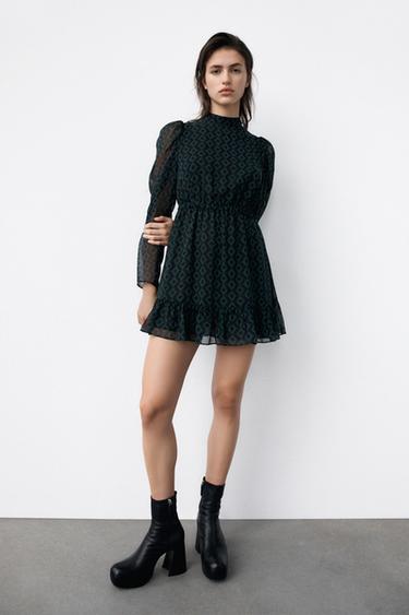 VESTIDO PUNTO COMBINADO - Negro | ZARA España