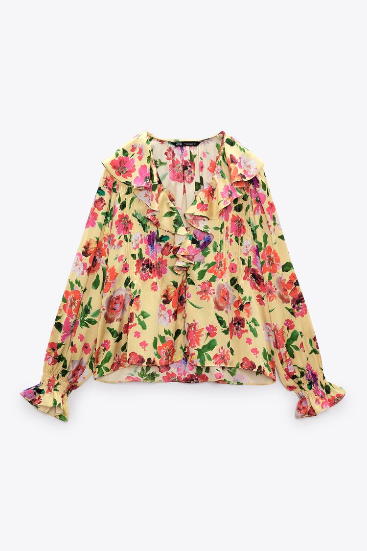 zara.com | Ruffled Shirt With Floral Print