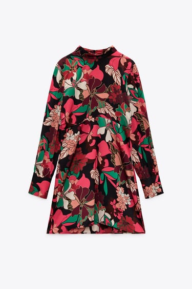 Image 0 of FLORAL PRINT SATIN DRESS from Zara