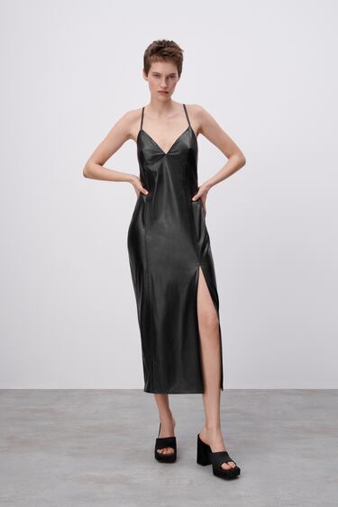 FAUX LEATHER CAMISOLE DRESS