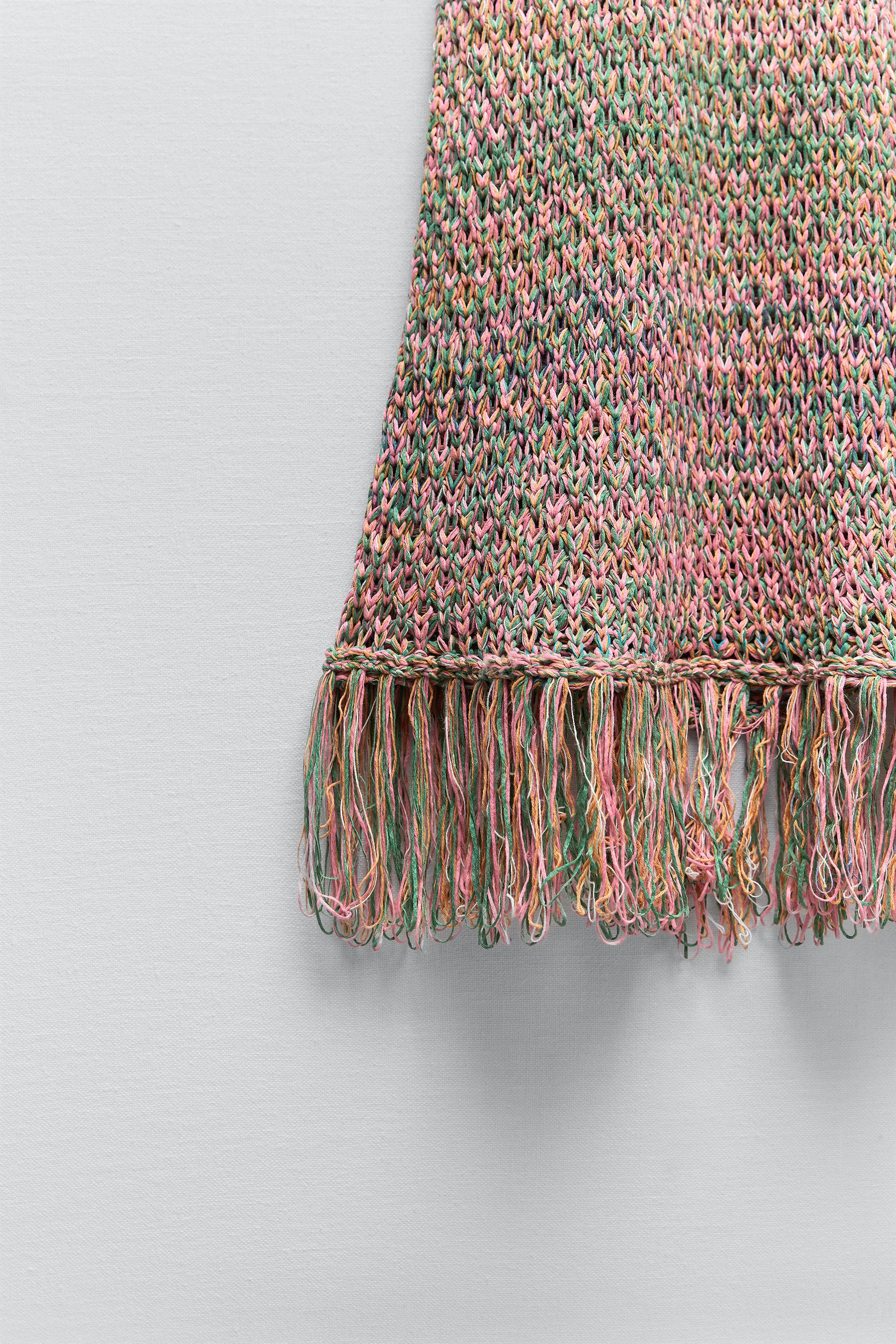 KNIT DRESS WITH FRINGING 