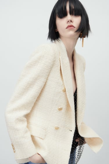 TEXTURED DOUBLE-BREASTED BLAZER