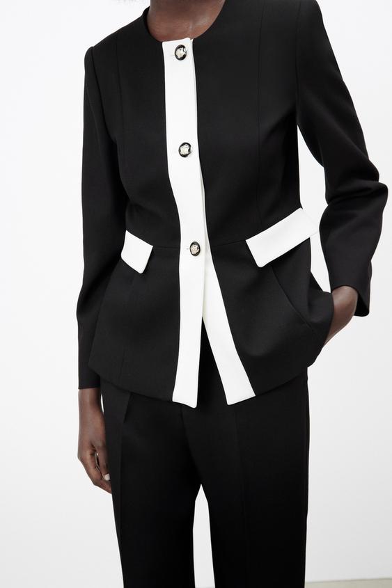 BLAZER ATTILLATO COMBINATO - Nero | ZARA Italia / Italy
