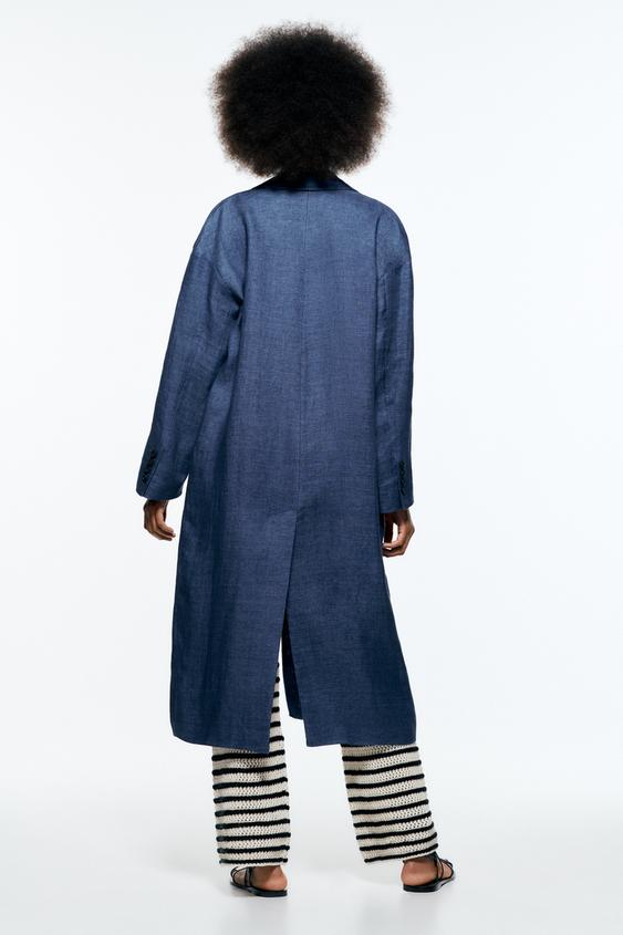 ABRIGO LINO BOTONES LIMITED EDITION - Índigo | ZARA España