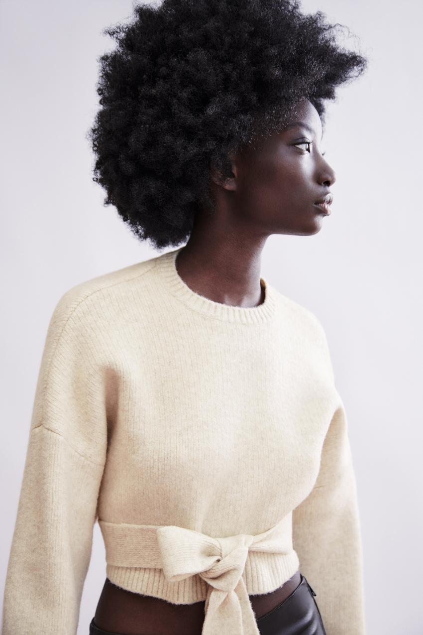 Zara belted knit sweater Clearance