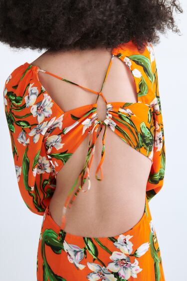 PRINTED DRESS WITH CUT-OUT DETAIL