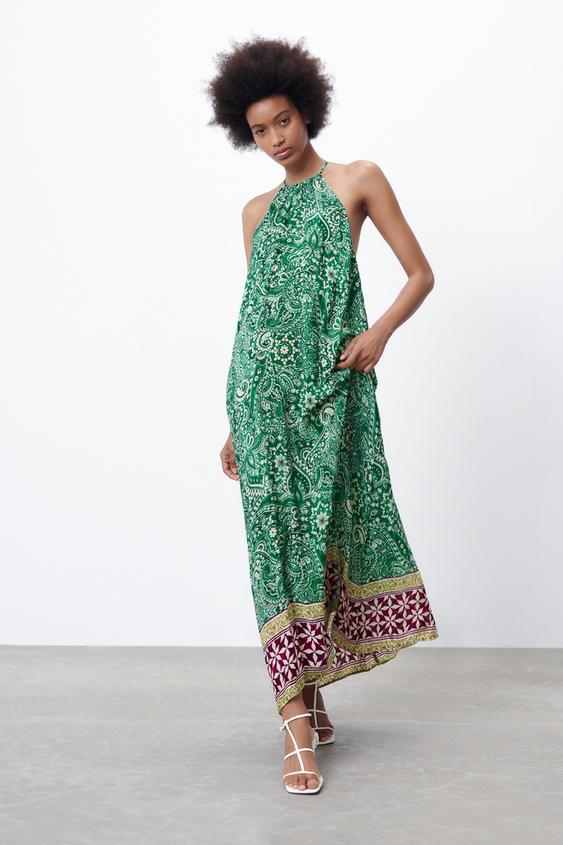 プリント地ホルターネックワンピース マルチカラ Zara Japan 日本 プリント地ホルターネックワンピース マルチカラ Zara Japan 日本