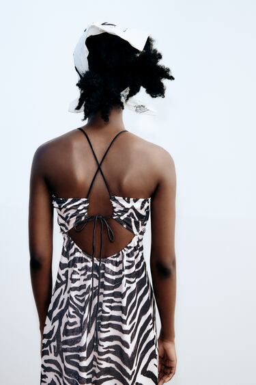 ANIMAL PRINT SATIN DRESS WITH CUT-OUT DETAIL