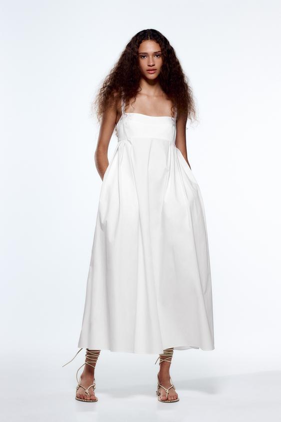 ミディ ボリュームワンピース ホワイト Zara Japan 日本 ミディ ボリュームワンピース ホワイト Zara Japan 日本