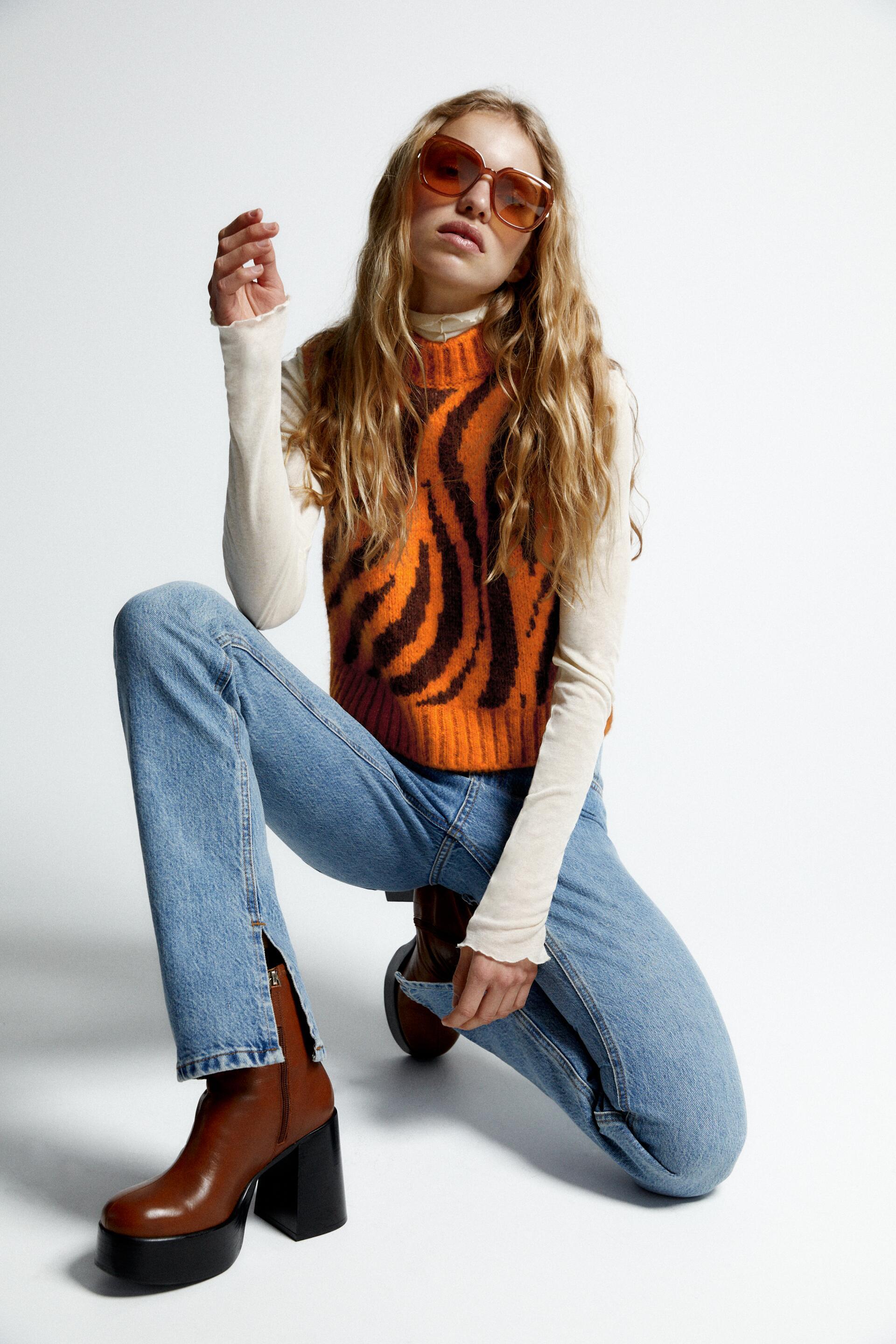 ZW THE '90S SLIM SPLIT-HEM JEANS - Blue | ZARA Australia