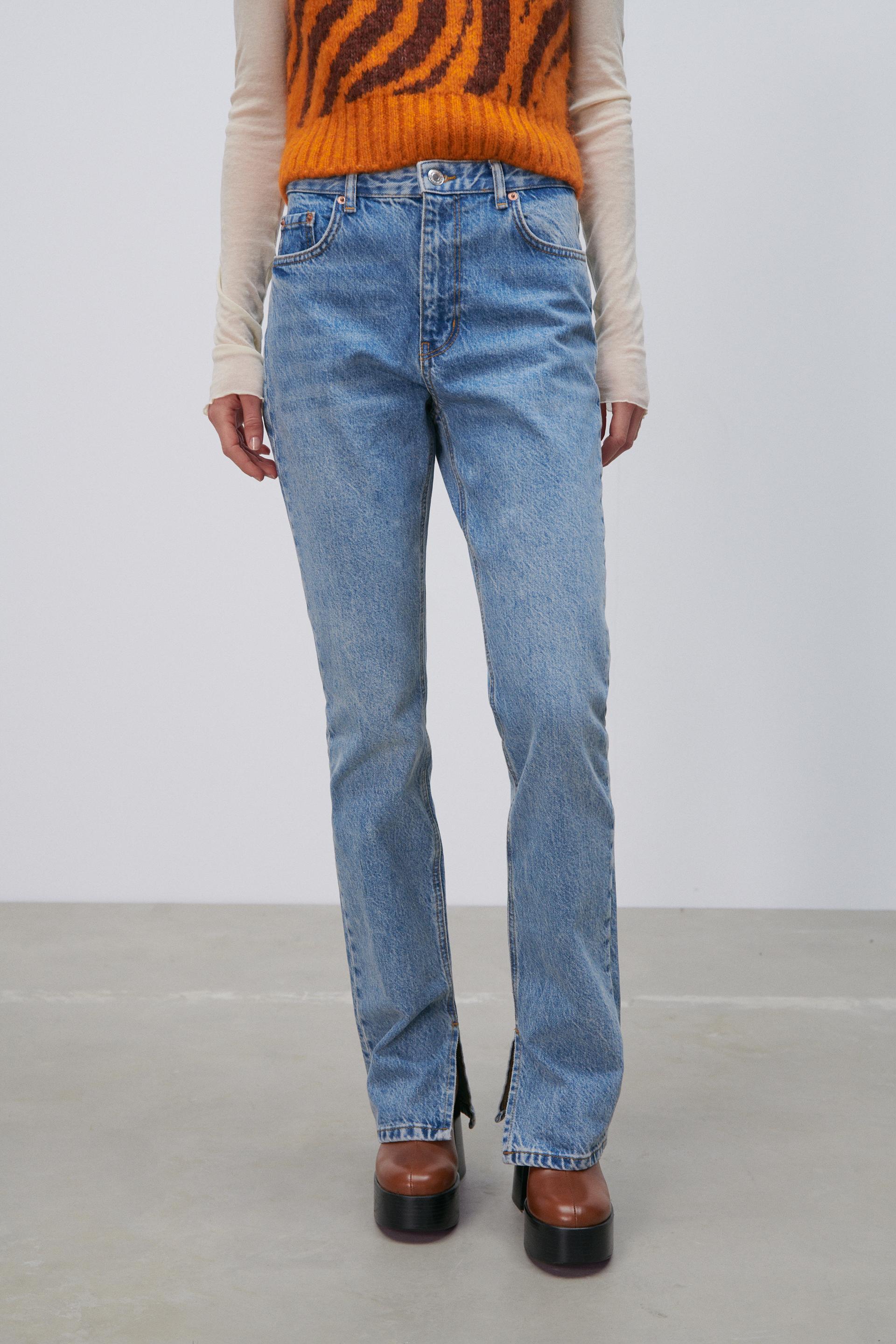 ZW THE '90S SLIM SPLIT-HEM JEANS - Blue | ZARA Australia