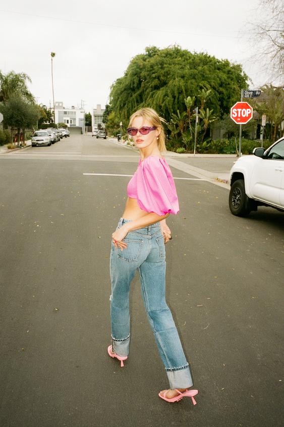 blusa fucsia zara