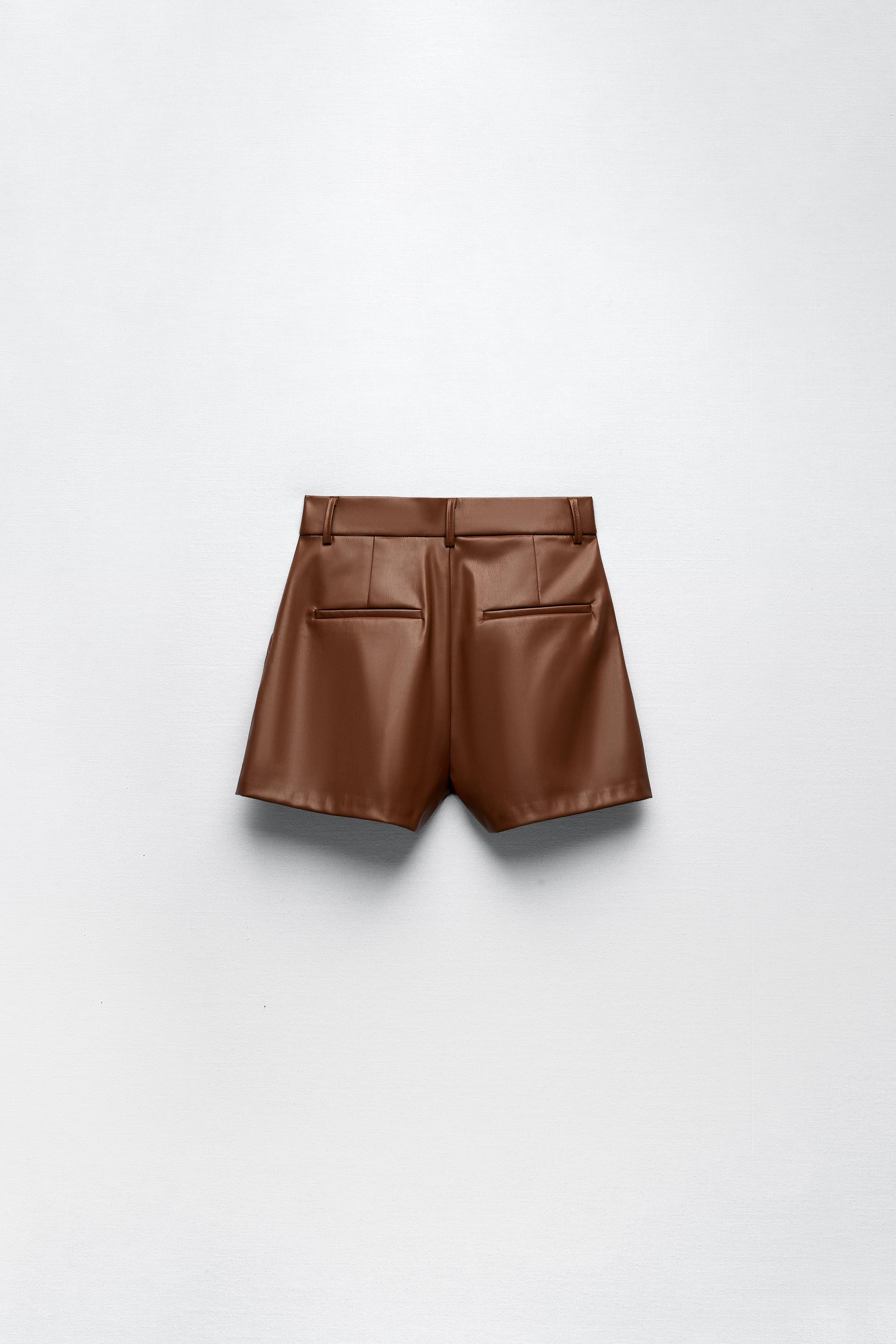 FAUX LEATHER BERMUDA SHORTS - Light brown | ZARA Spain