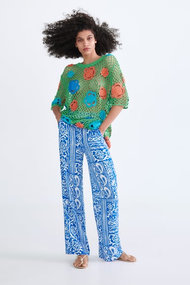 FULL LENGTH PATCHWORK PRINT TROUSERS