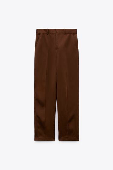 STRAIGHT FIT SATIN TROUSERS
