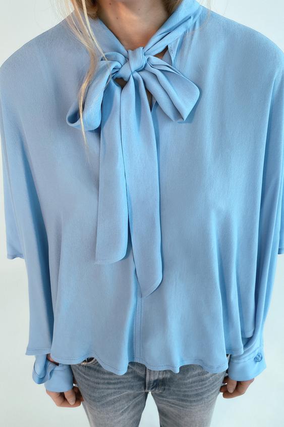 BLUSA MANGA CAPA - Azul | ZARA España