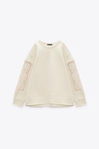 SUDADERA CHENILLA CROCHET - Crudo / Rojo | ZARA España