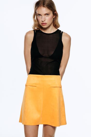 Image 0 of SHORT FAUX SUEDE SKIRT from Zara