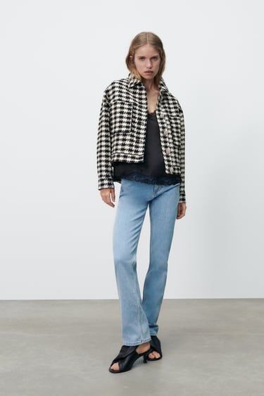 JEWEL BUTTON HOUNDSTOOTH JACKET
