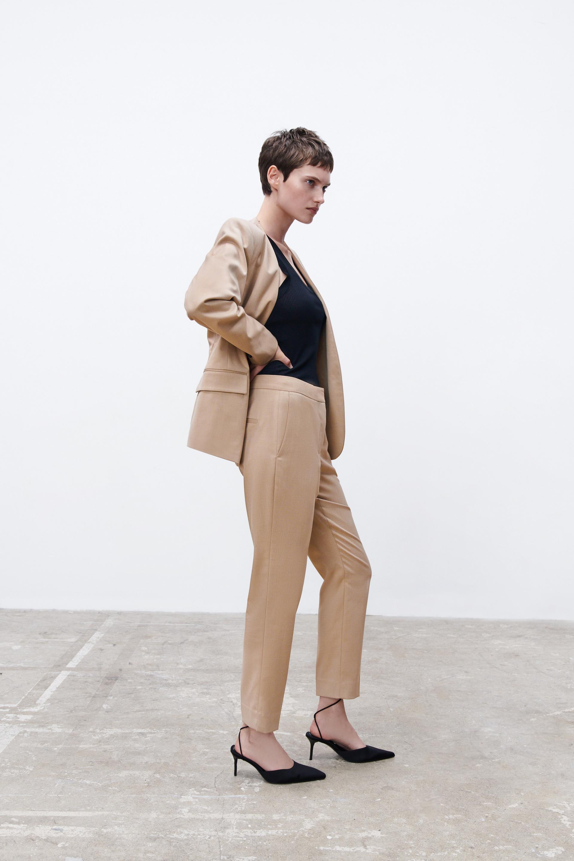 FLECKED SKINNY TROUSERS - camel | ZARA 
