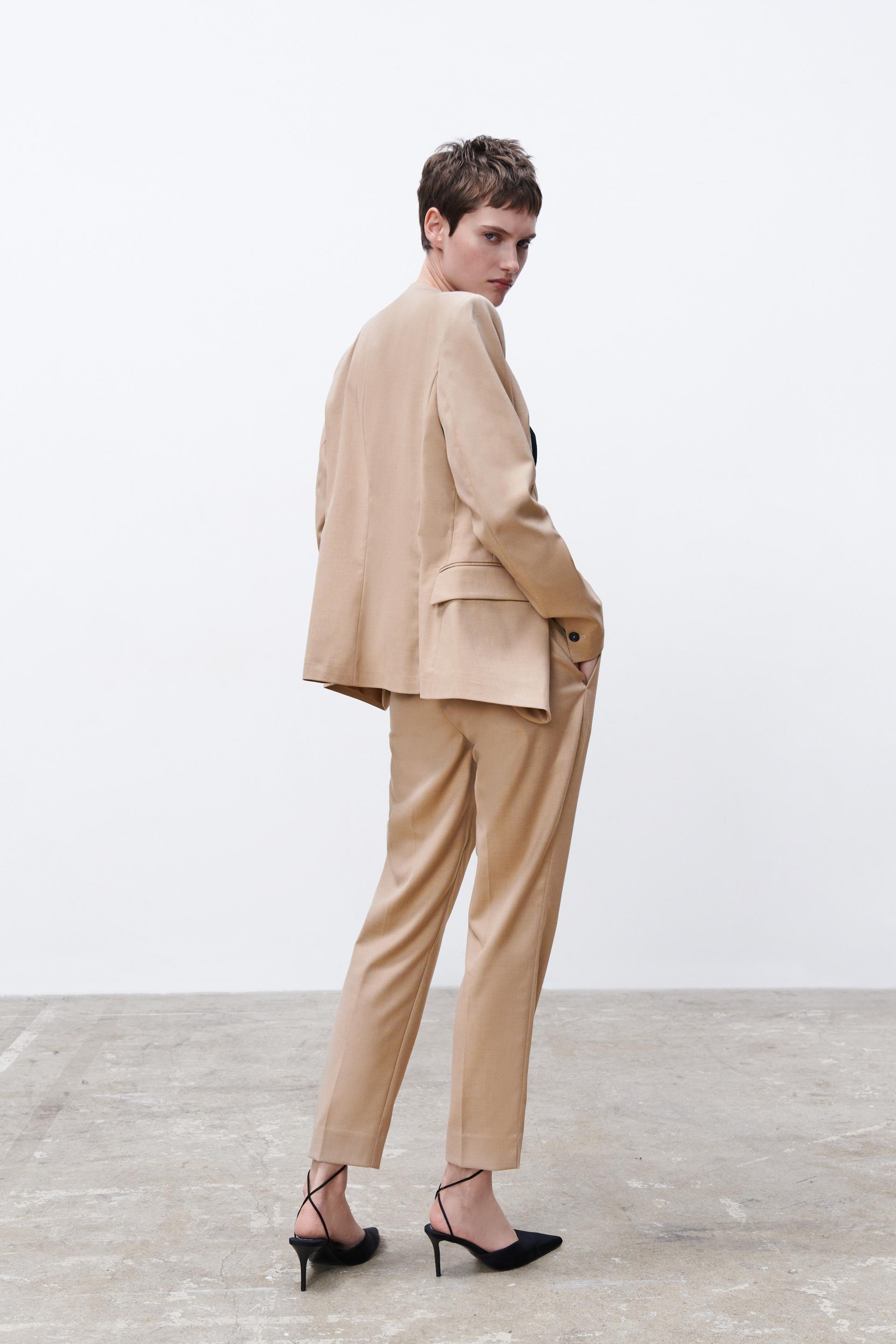 FLECKED SKINNY TROUSERS - camel | ZARA 