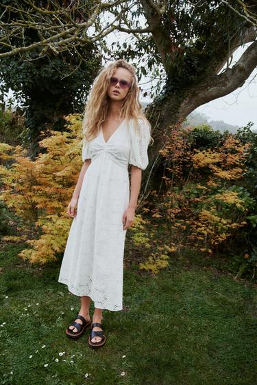 カットワーク刺繍ワンピース ホワイト Zara Japan 日本 カットワーク刺繍ワンピース ホワイト Zara Japan 日本