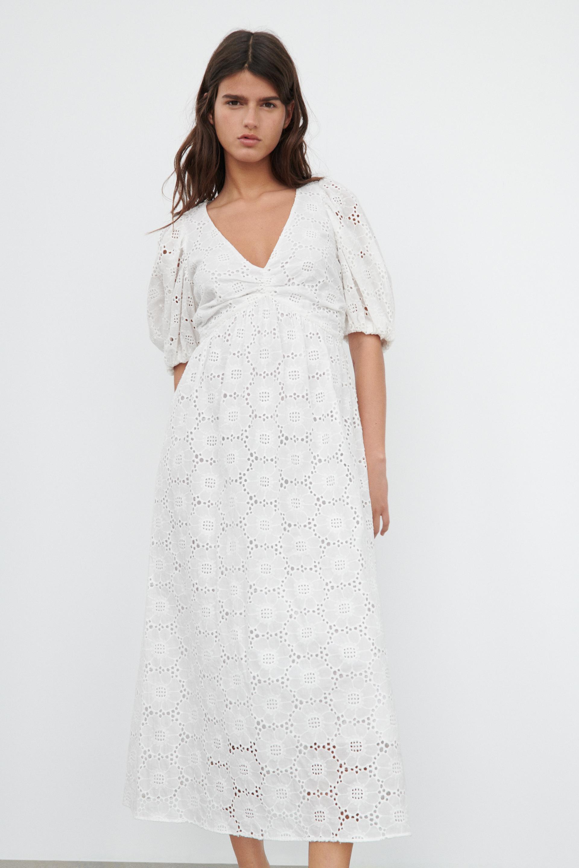 カットワーク刺繍ワンピース ホワイト Zara Japan 日本 カットワーク刺繍ワンピース ホワイト Zara Japan 日本