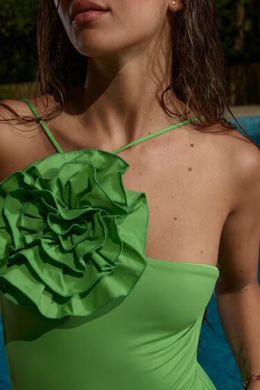 Image 0 of FLORAL ASYMMETRIC SWIMSUIT from Zara