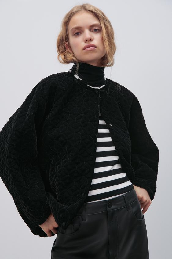 zara velvet padded jacket