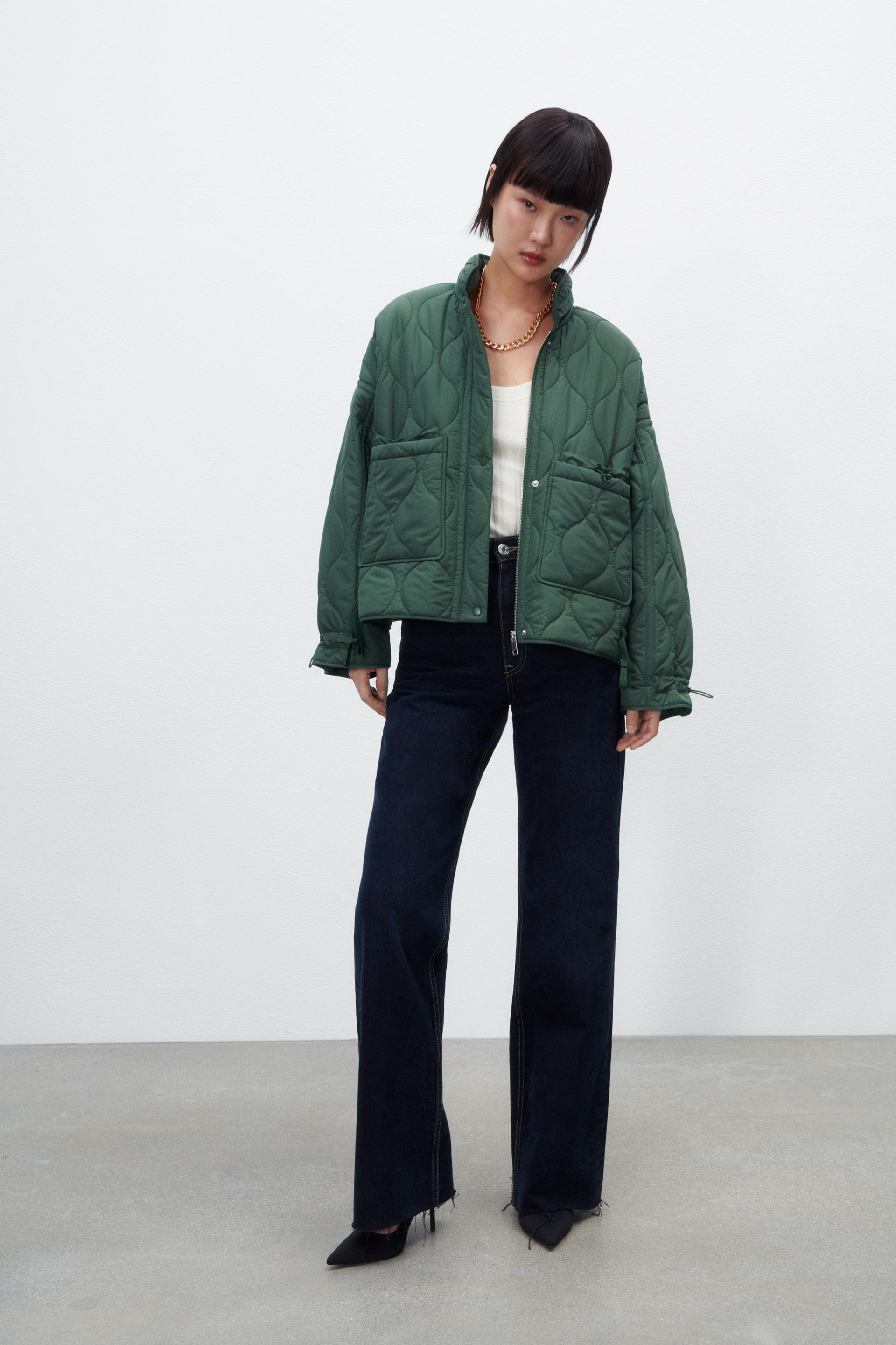 Pikowana Kurtka Z Tkaniny Water Repellent Zielony Zara Polska Poland Pikowana Kurtka Z Tkaniny Water Repellent Zielony Zara Polska Poland