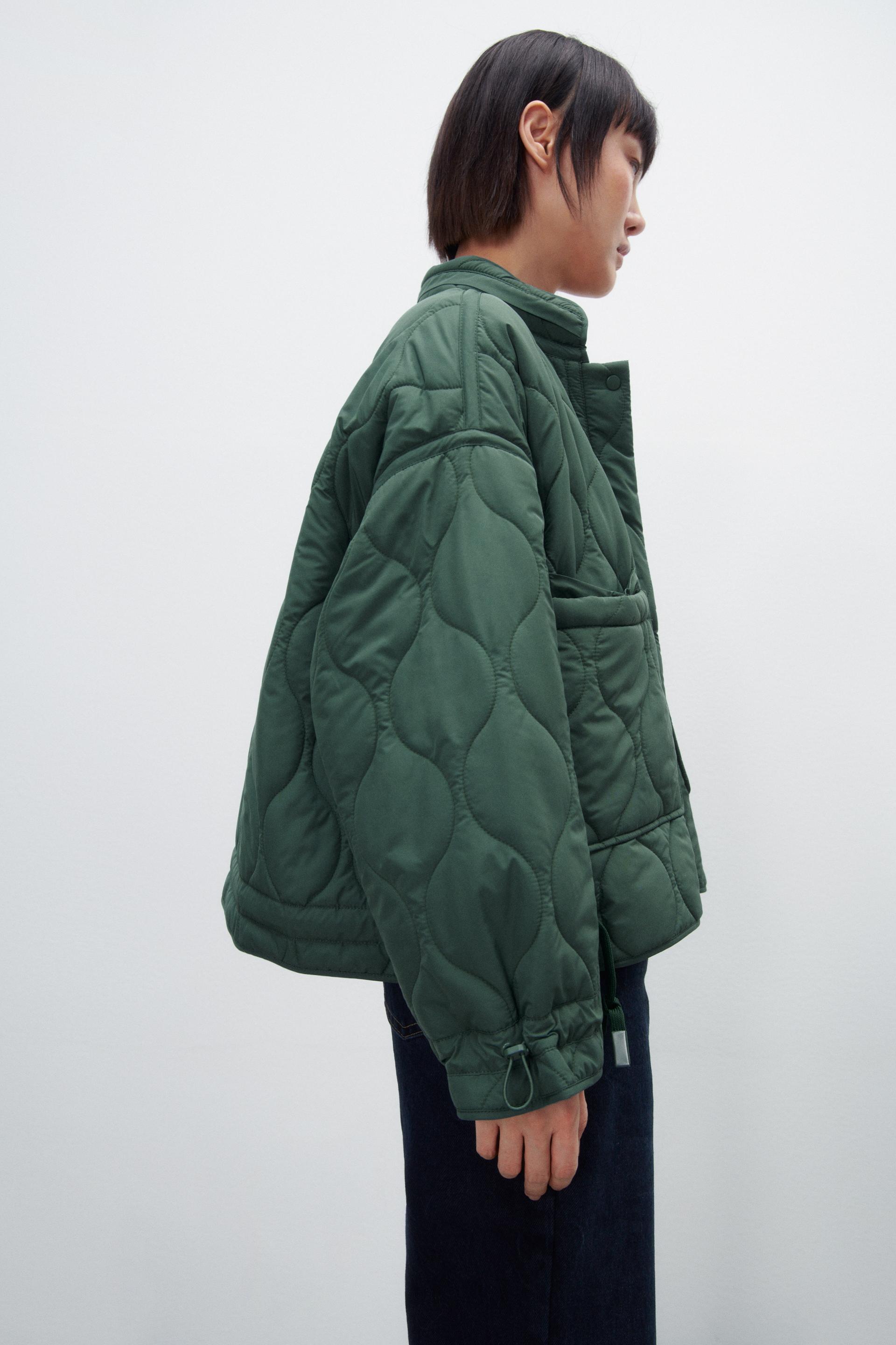 Pikowana Kurtka Z Tkaniny Water Repellent Zielony Zara Polska Poland Pikowana Kurtka Z Tkaniny Water Repellent Zielony Zara Polska Poland