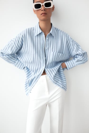 Image 0 of LINEN SHIRT WITH POCKET from Zara