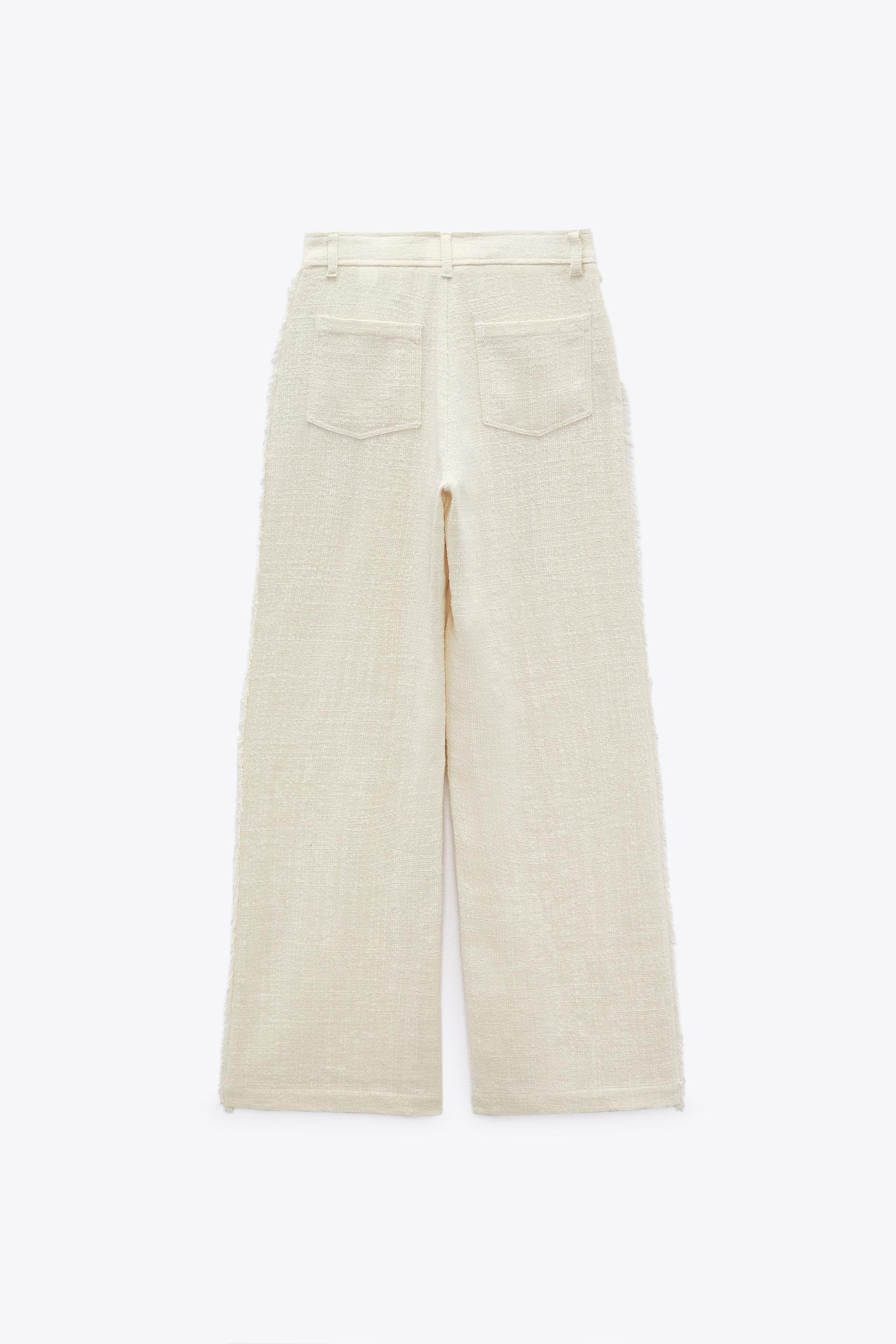PANTALONI IN TESSUTO SEMPLICE SFRANGIATI - Écru | ZARA Italia / Italy