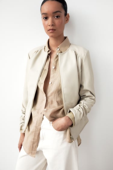 TAILORED FAUX LEATHER JACKET