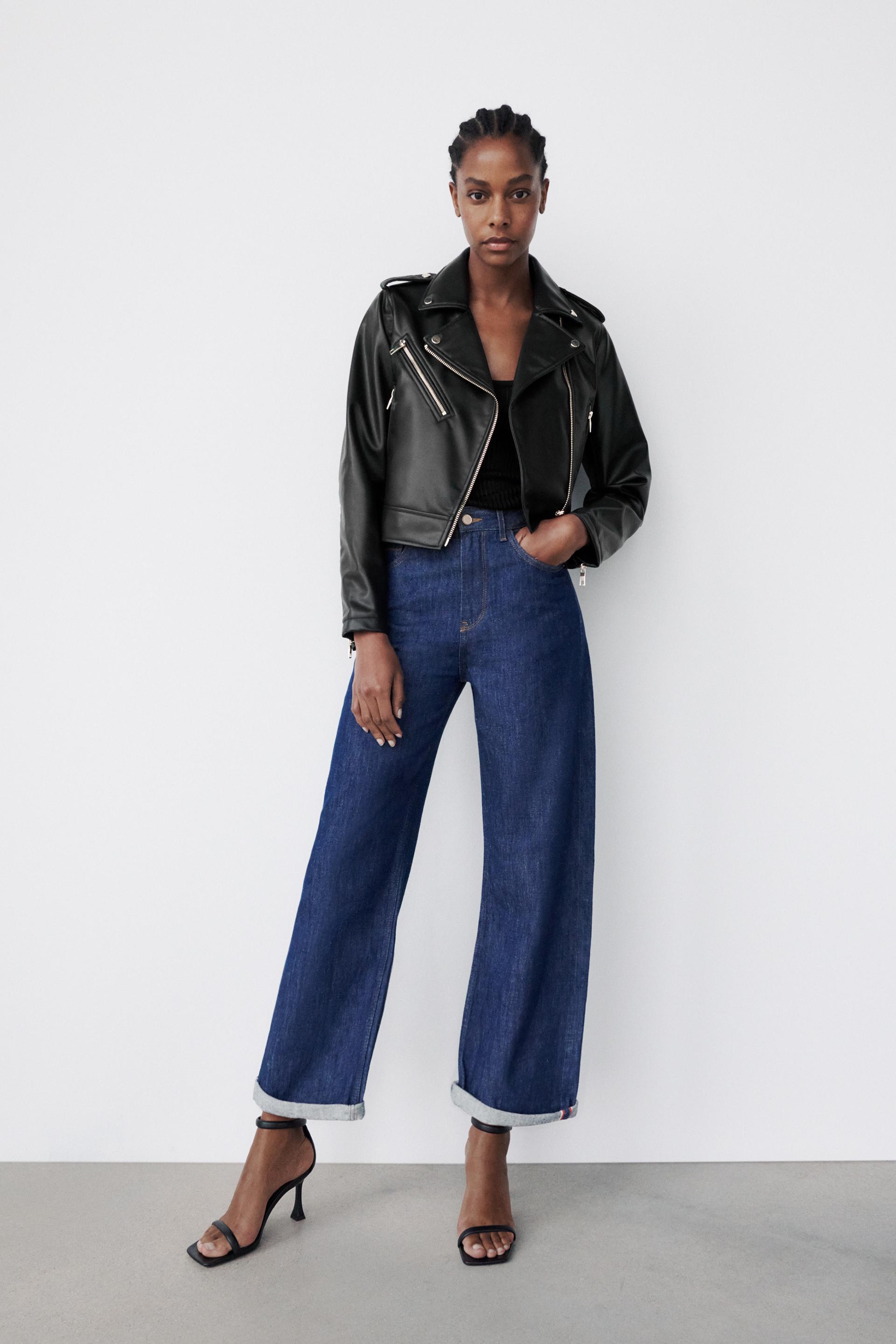 zara cropped leather jacket