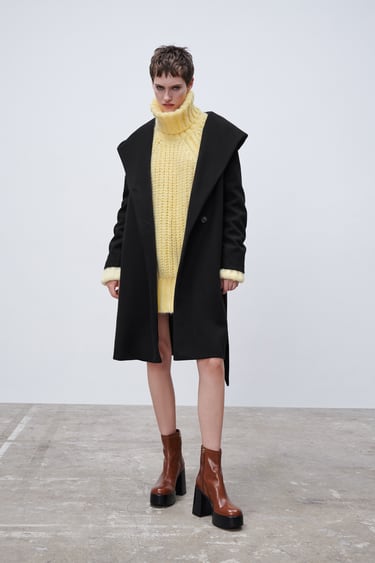 BELTED COAT WITH HOOD
