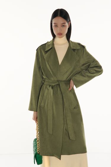 FAUX SUEDE TRENCH COAT