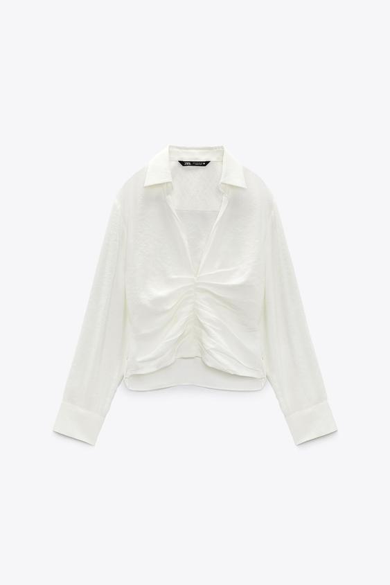 CAMISA FLUIDA FRUNCE - Crudo | ZARA Chile