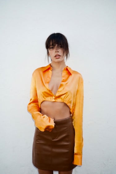Image 0 of CROPPED SATINY SHIRT from Zara