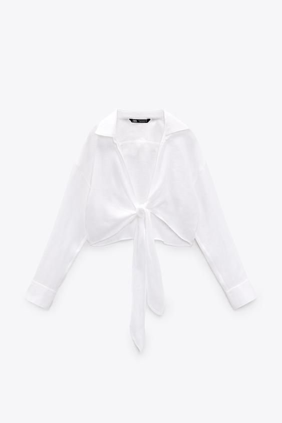 zara cropped linen top