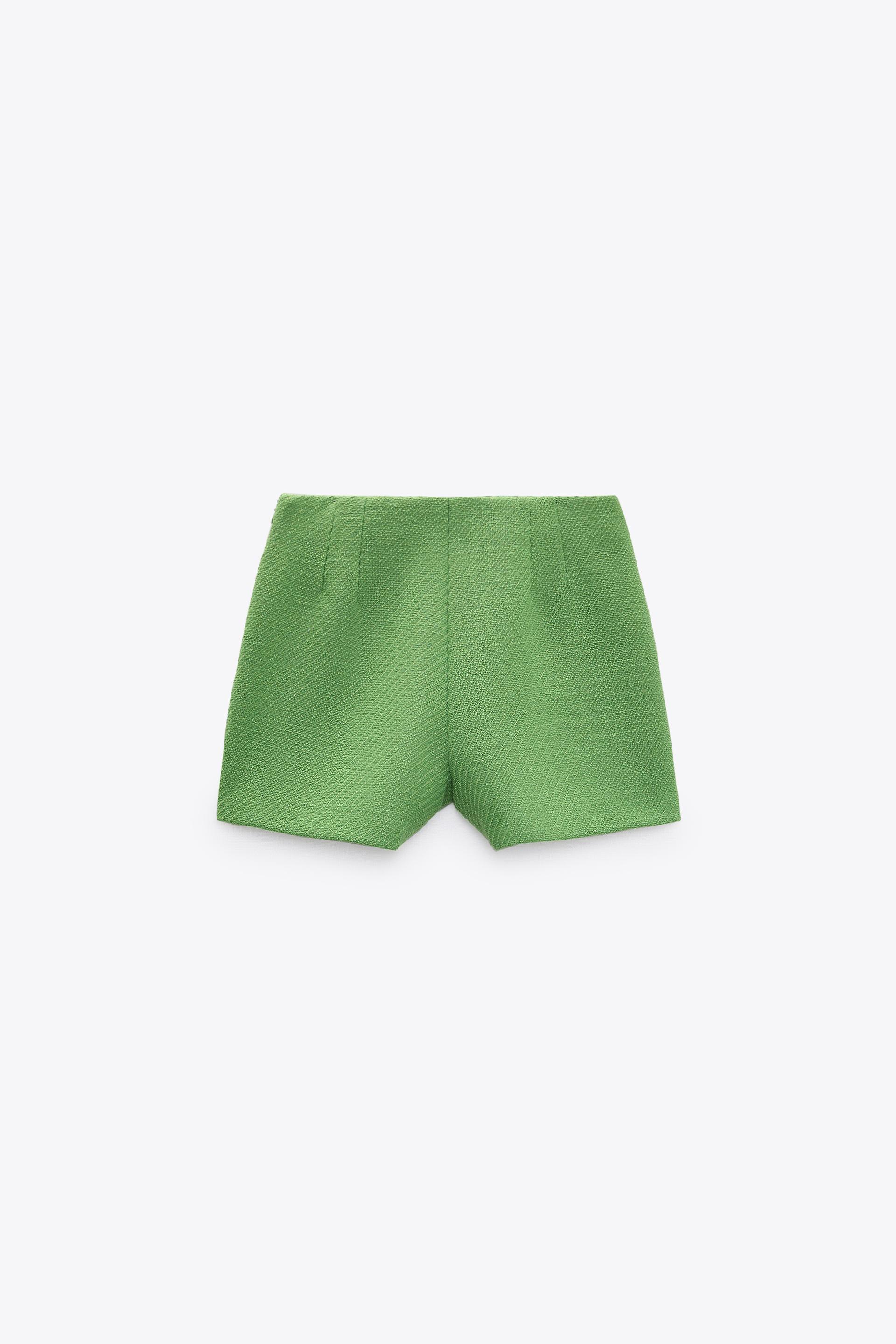 zara green shorts