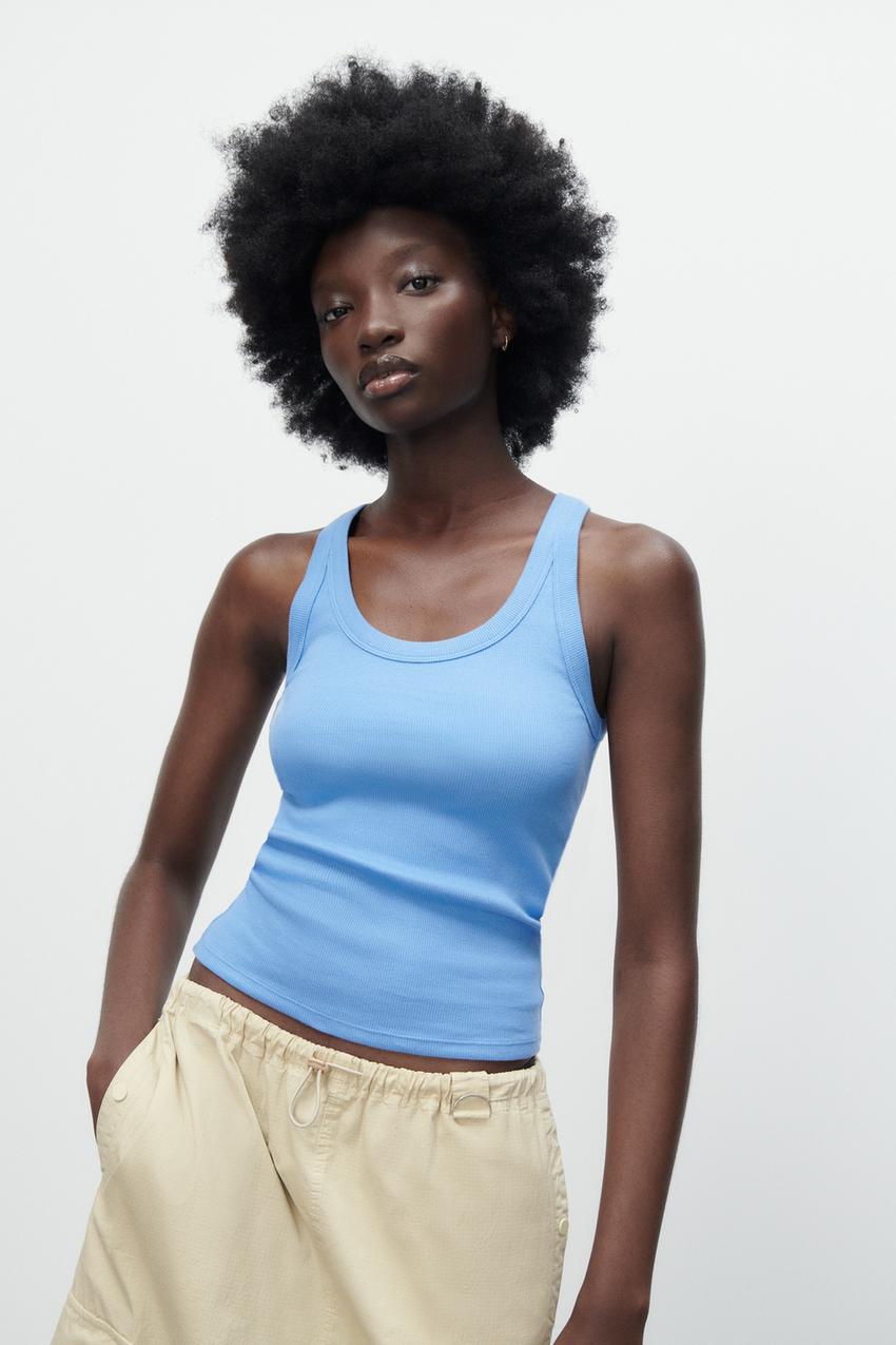 Blue tank top zara Clearance