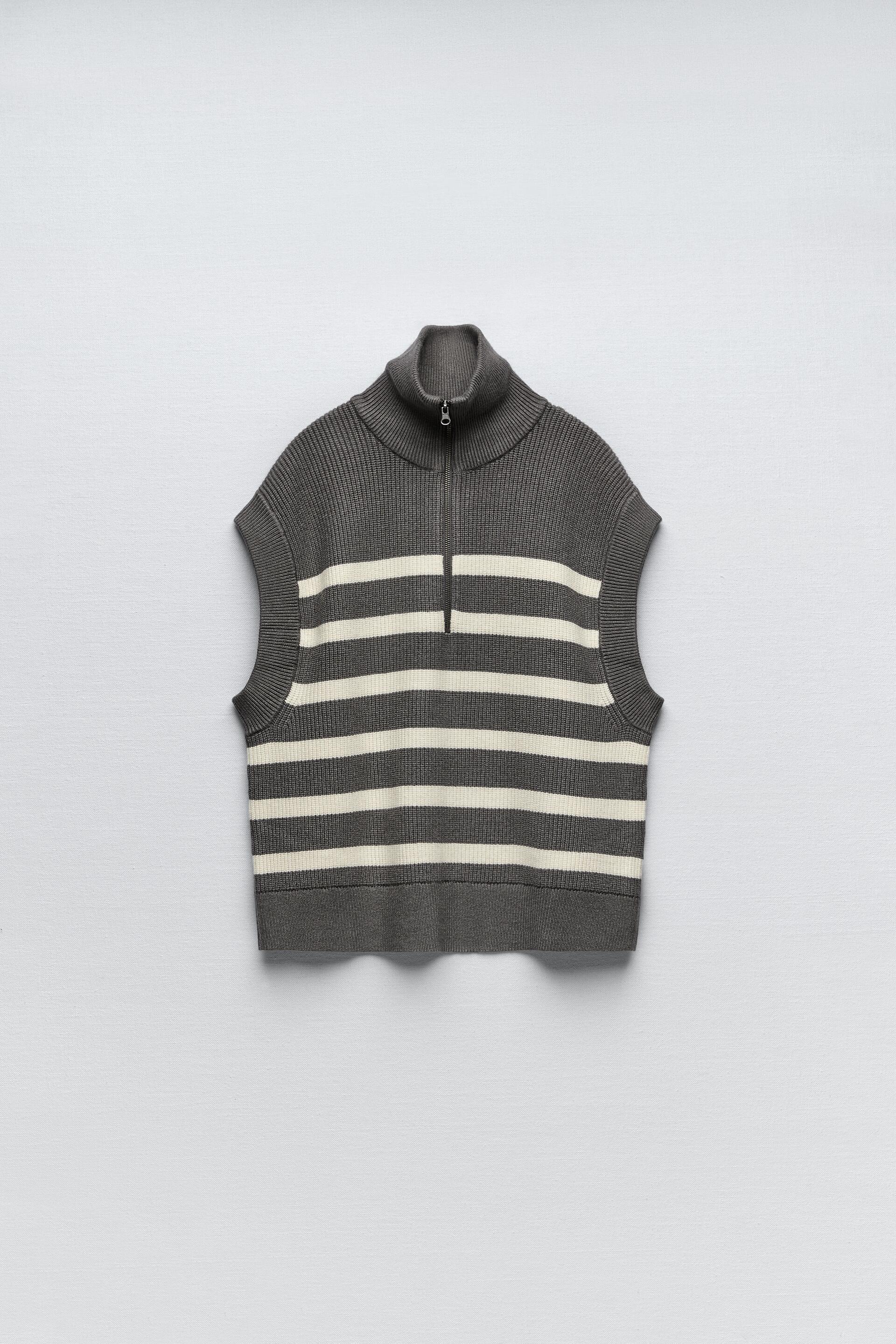 black and white sweater vest zara